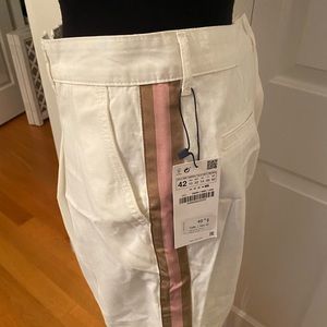 ZARA Z1975 denim off white wide leg soft jean with dusty pink stripe sz 10 NWT